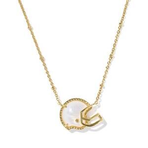 NEW KENDRA SCOTT women's football helmet short pendant necklace in gold ivory
